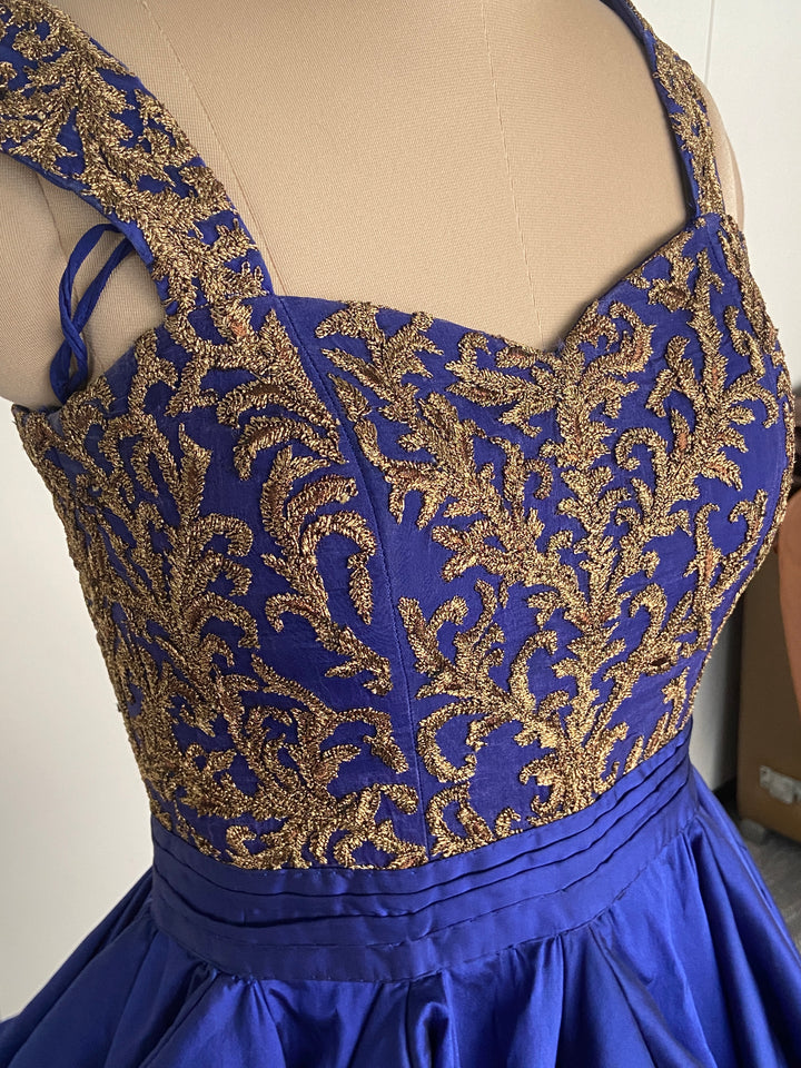 Shantanu & Nikhil Royal Blue Embellished Couture Gown