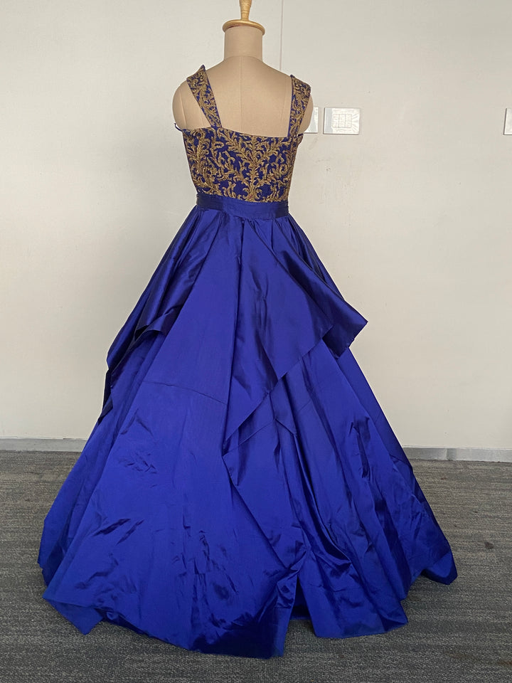 Shantanu & Nikhil Royal Blue Embellished Couture Gown