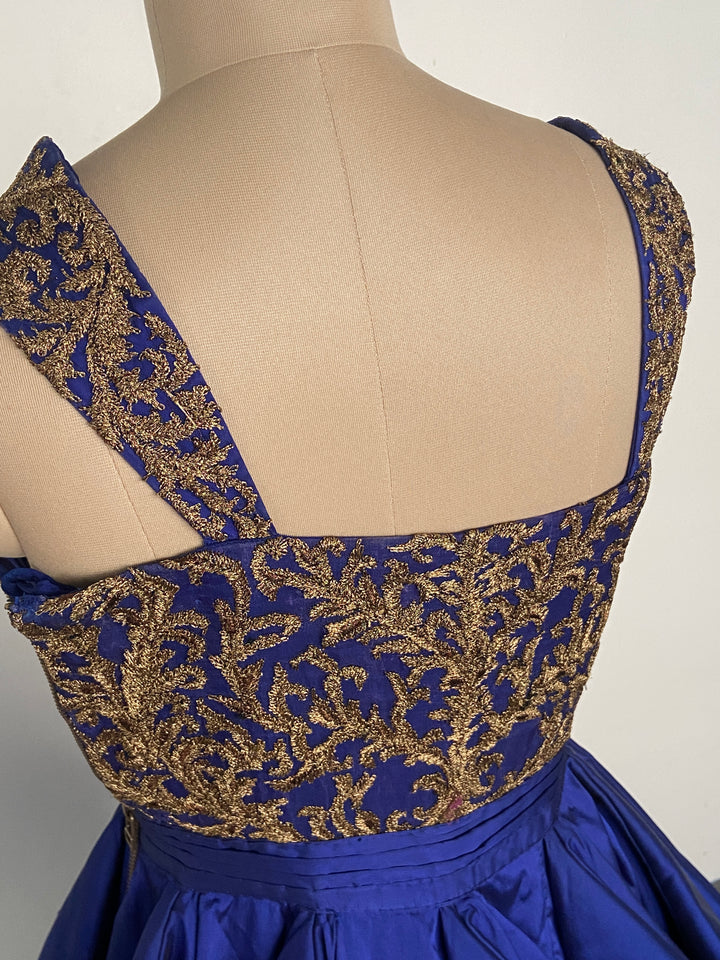 Shantanu & Nikhil Royal Blue Embellished Couture Gown