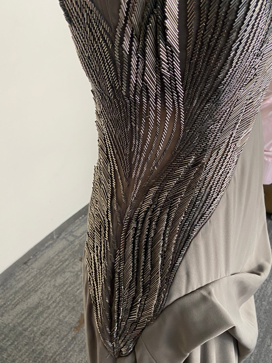 Gaurav Gupta Grey Drape Gown with Metallic Embellishment