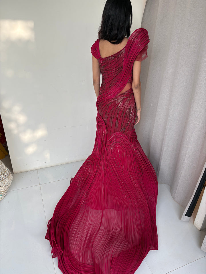Gaurav Gupta Crimson Sculpted Gown