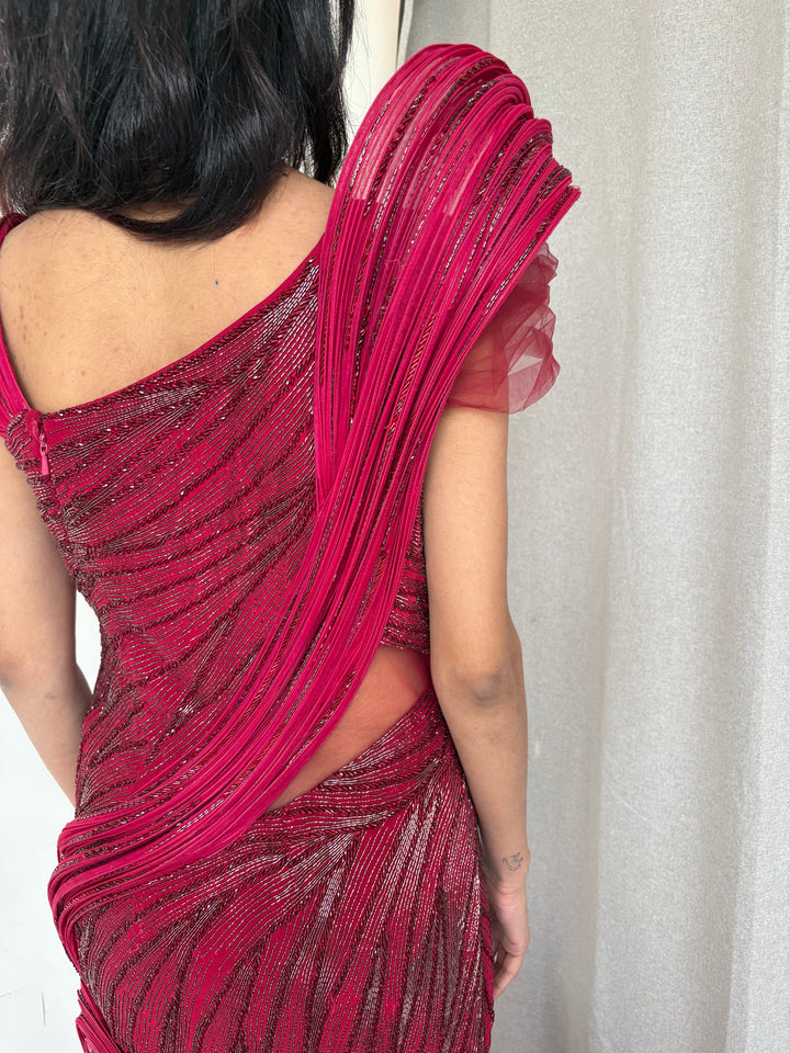 Gaurav Gupta Crimson Sculpted Gown