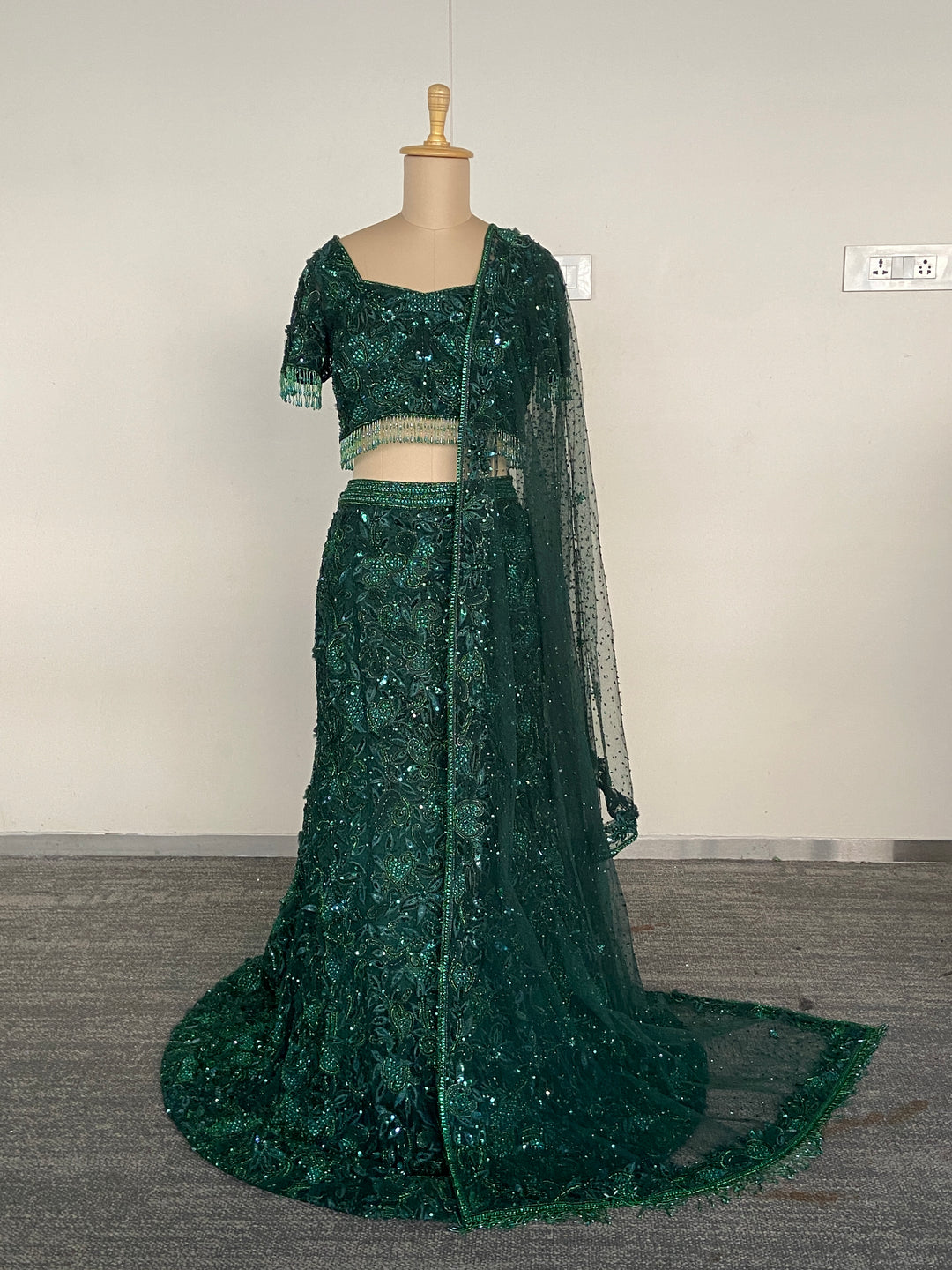 Amit GT Emerald Green Embellished Lehenga Set