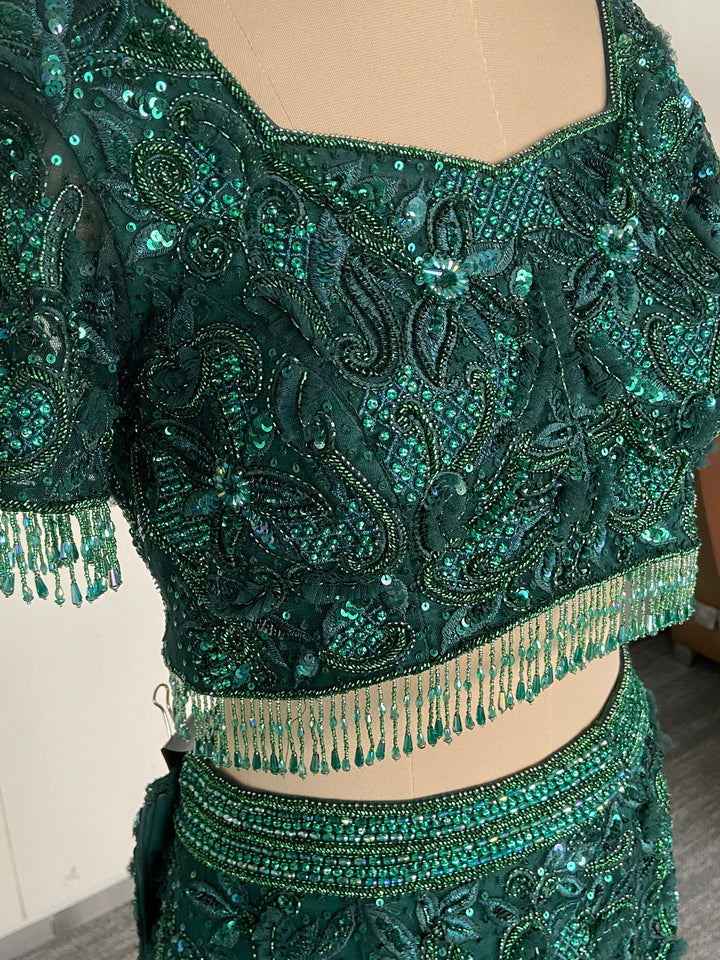 Amit GT Emerald Green Embellished Lehenga Set