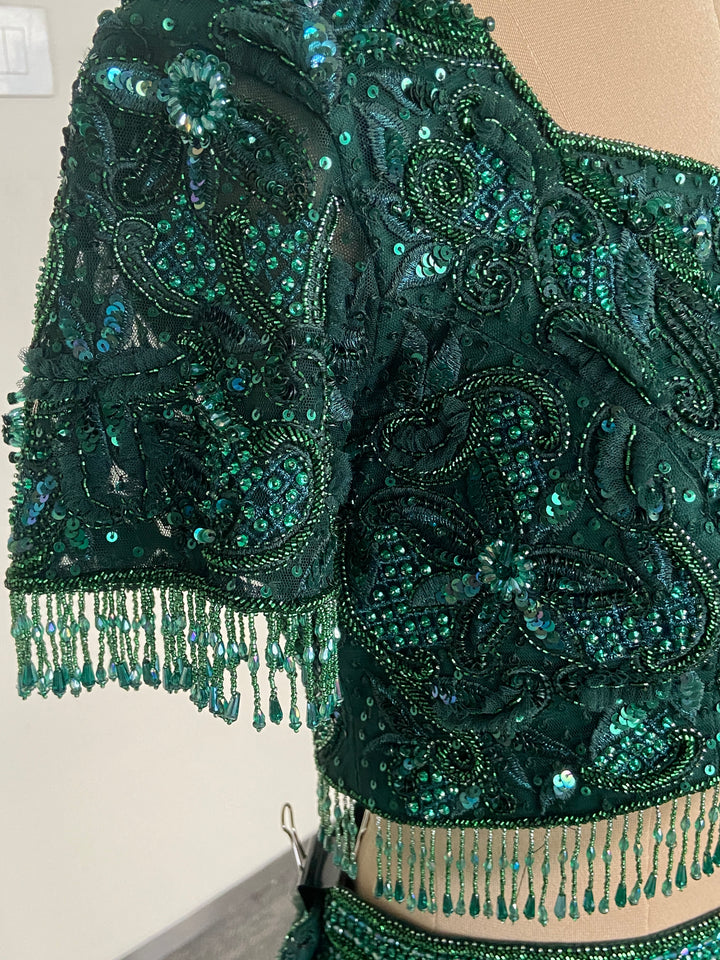 Amit GT Emerald Green Embellished Lehenga Set
