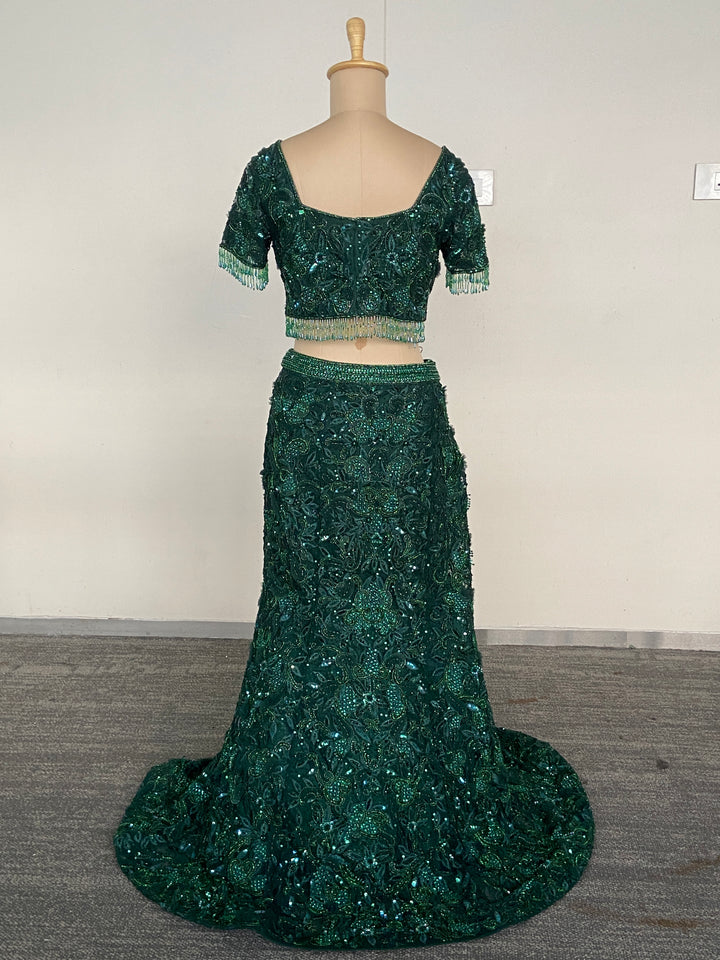 Amit GT Emerald Green Embellished Lehenga Set