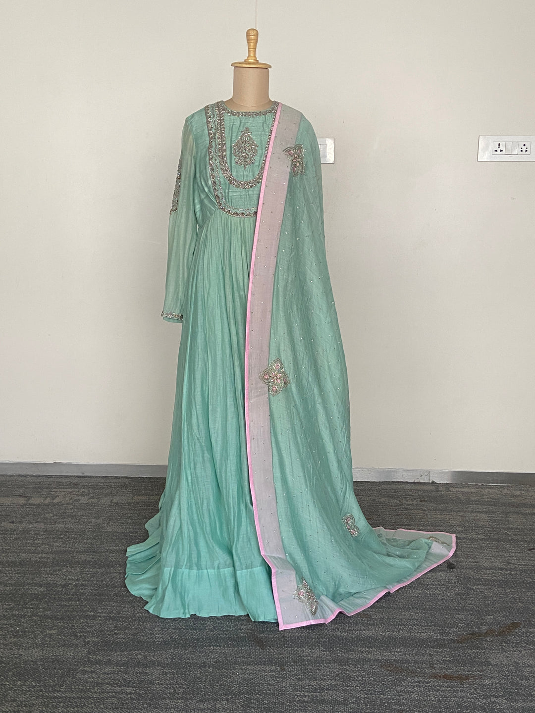 Mrunalini Rao Green Embellished Anarkali Set