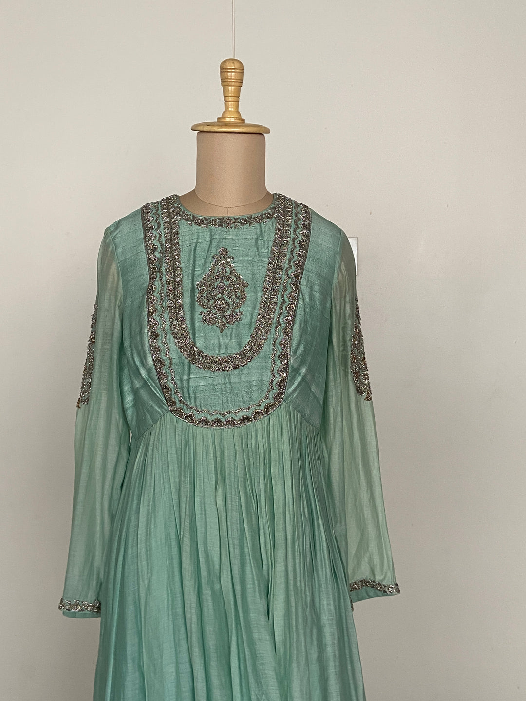 Mrunalini Rao Green Embellished Anarkali Set