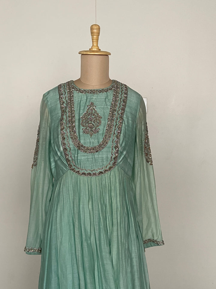 Mrunalini Rao Green Embellished Anarkali Set