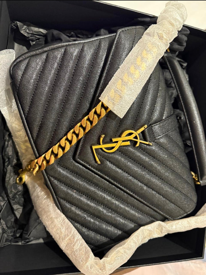 Saint laurent Black Monogram College Leather Satchel