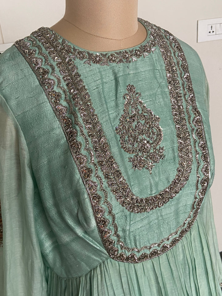 Mrunalini Rao Green Embellished Anarkali Set