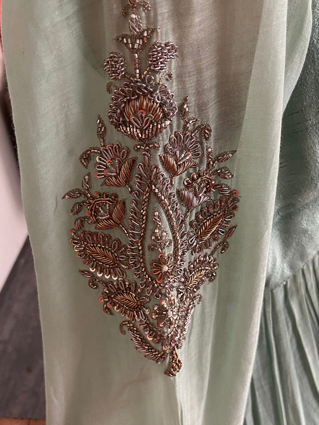 Mrunalini Rao Green Embellished Anarkali Set