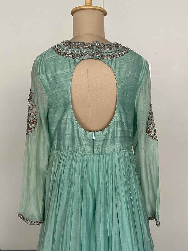 Mrunalini Rao Green Embellished Anarkali Set