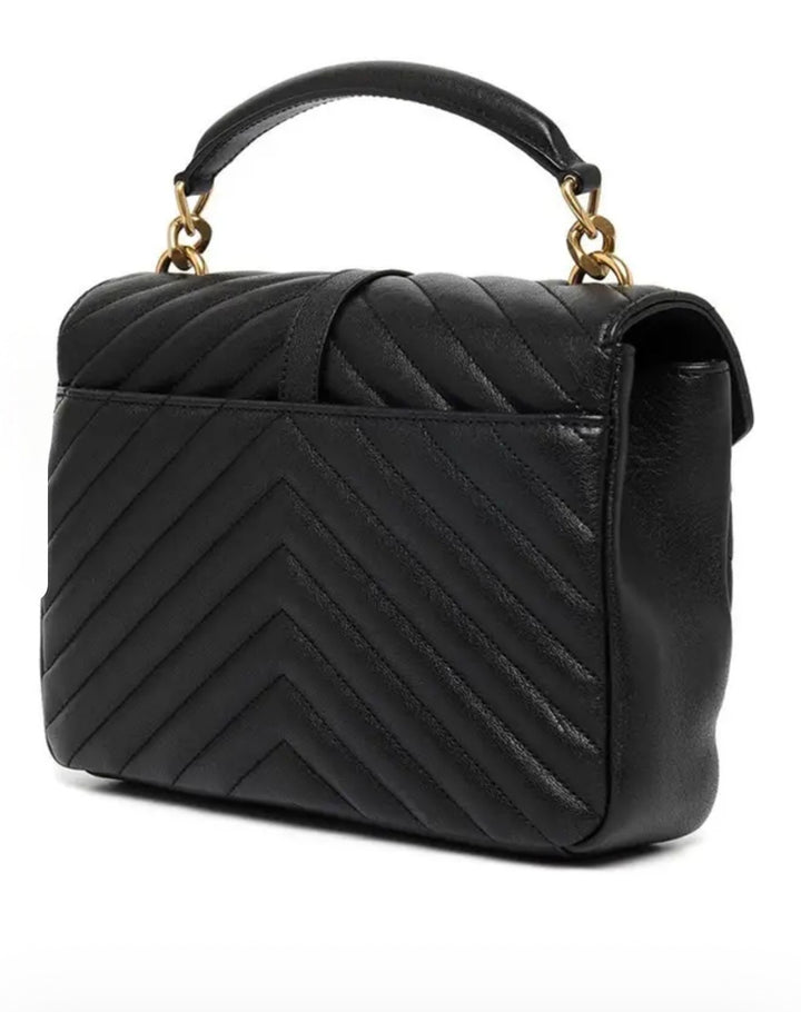 Saint laurent Black Monogram College Leather Satchel