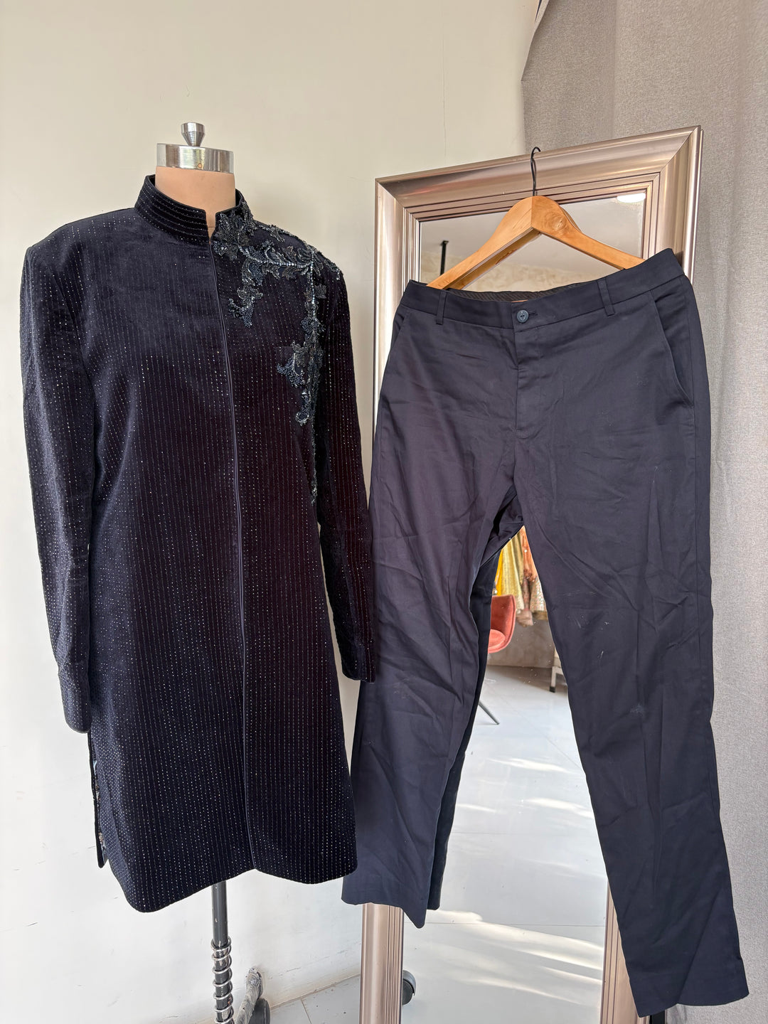 Shantanu & Nikhil Embellished Velvet Sherwani Set