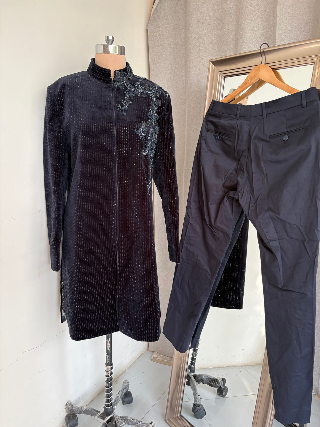 Shantanu & Nikhil Embellished Velvet Sherwani Set