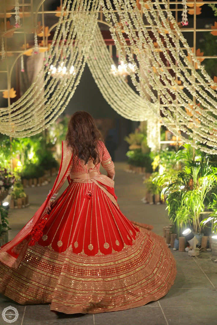 Sabyasachi Red Bridal Lehenga Set