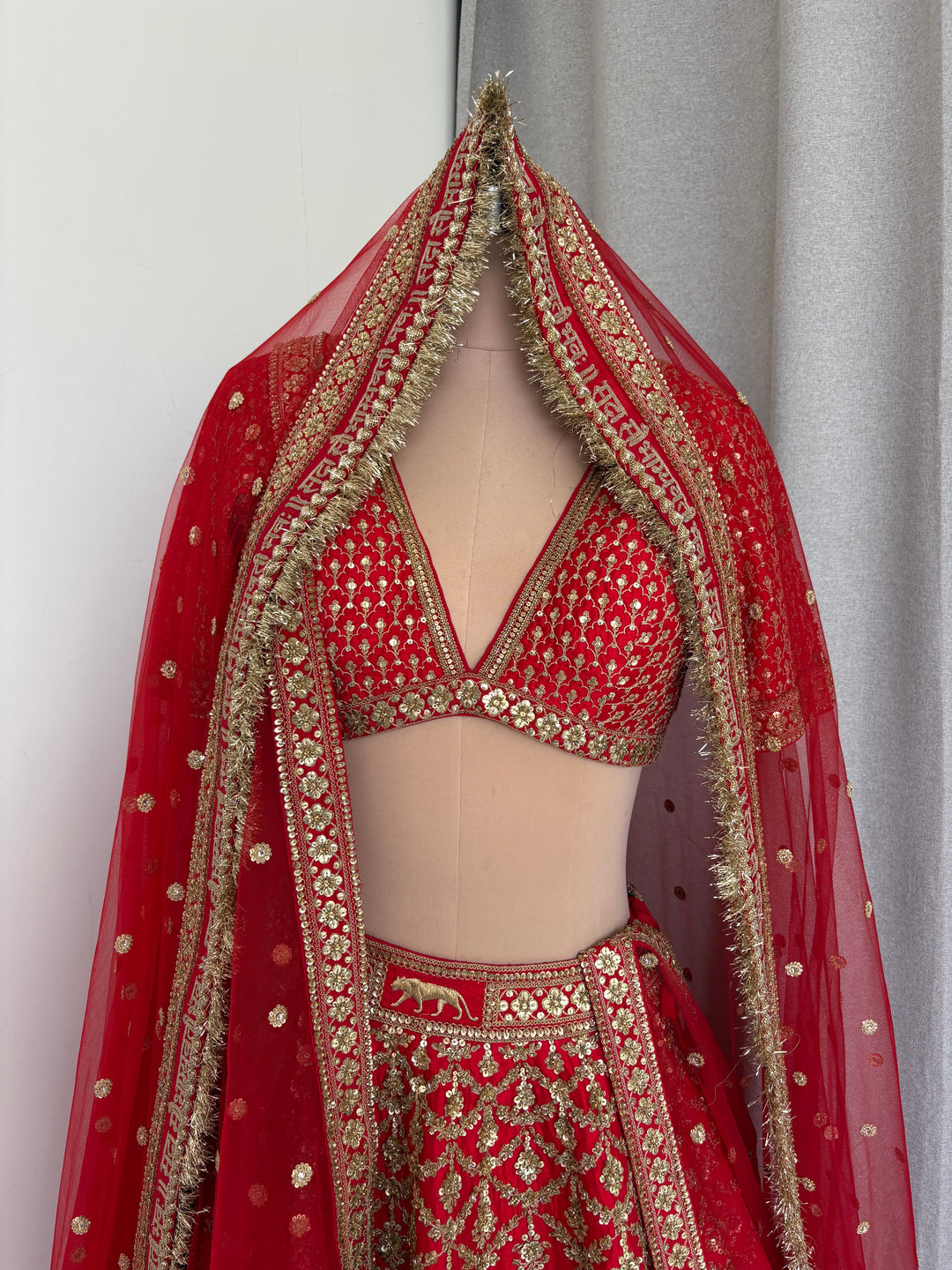 Sabyasachi Red  Embroidered Bridal Lehenga Set