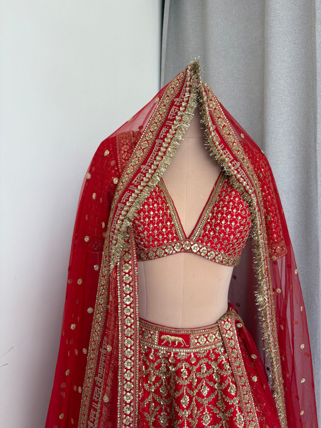 Sabyasachi Red  Embroidered Bridal Lehenga Set