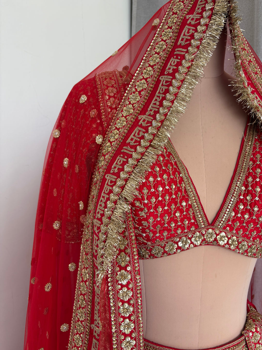 Sabyasachi Red  Embroidered Bridal Lehenga Set