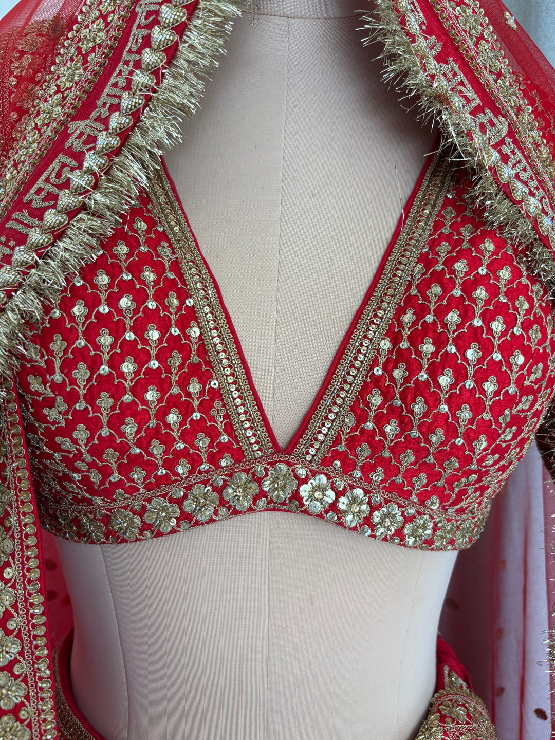Sabyasachi Red  Embroidered Bridal Lehenga Set