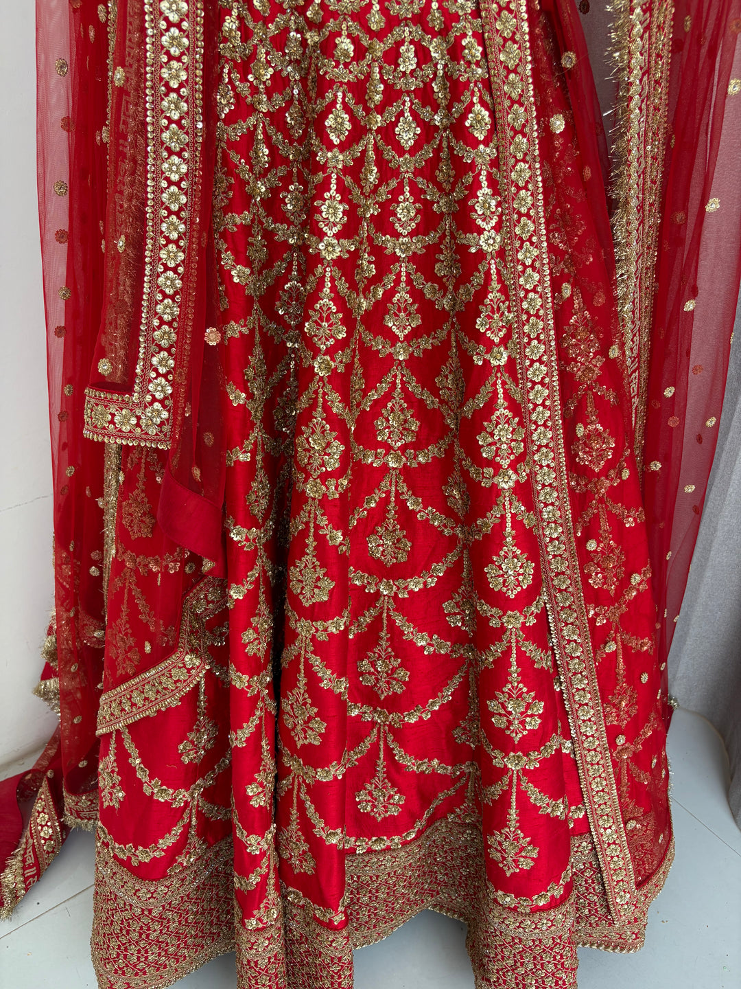 Sabyasachi Red  Embroidered Bridal Lehenga Set