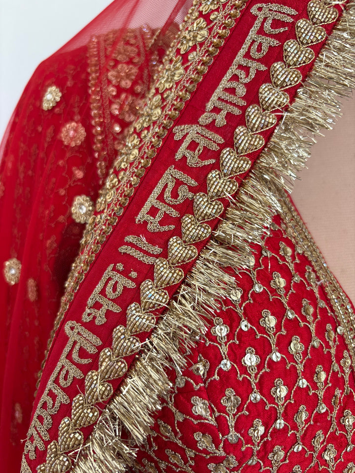Sabyasachi Red  Embroidered Bridal Lehenga Set