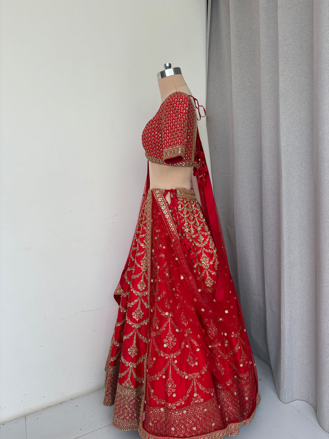 Sabyasachi Red  Embroidered Bridal Lehenga Set