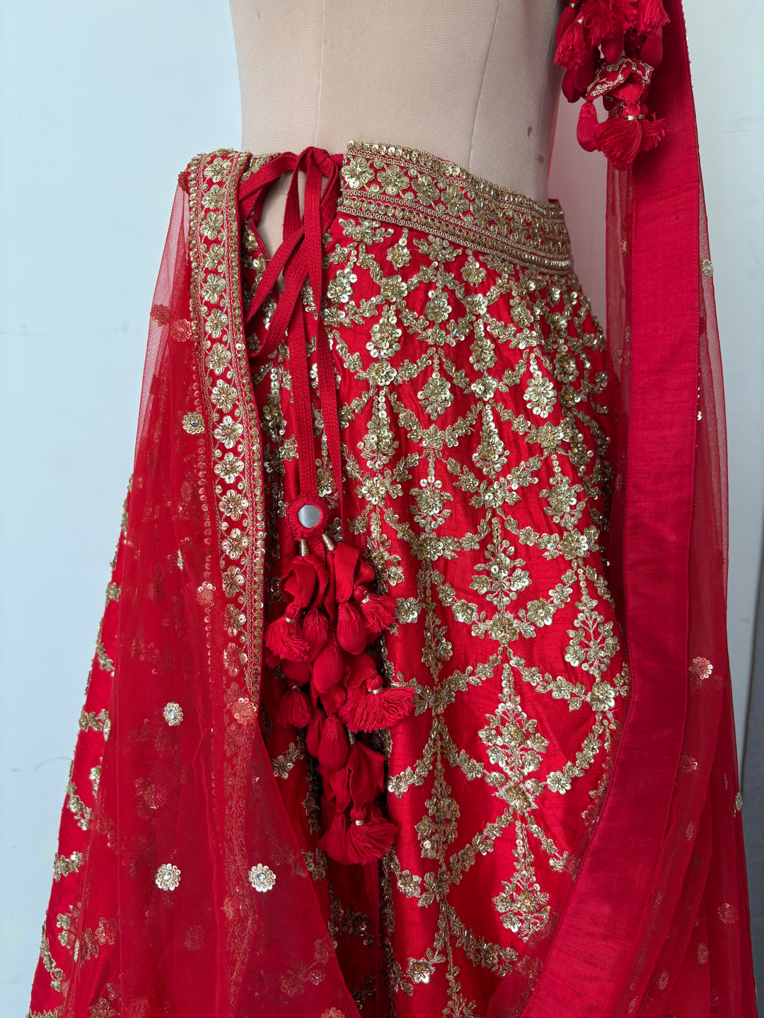 Sabyasachi Red  Embroidered Bridal Lehenga Set