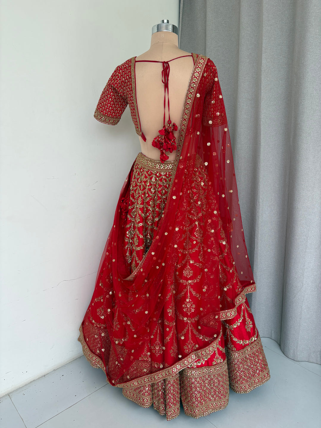 Sabyasachi Red  Embroidered Bridal Lehenga Set