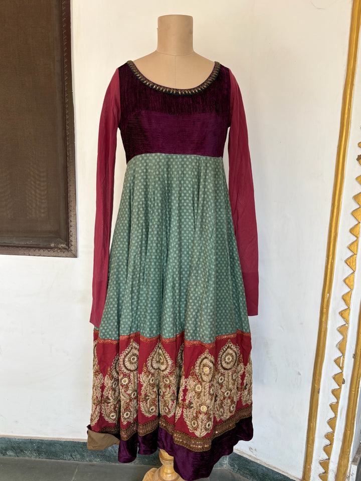 Sabyasachi Plum & Teal Embroidered Anarkali Set