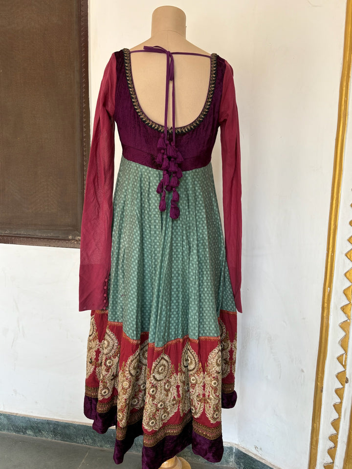 Sabyasachi Plum & Teal Embroidered Anarkali Set