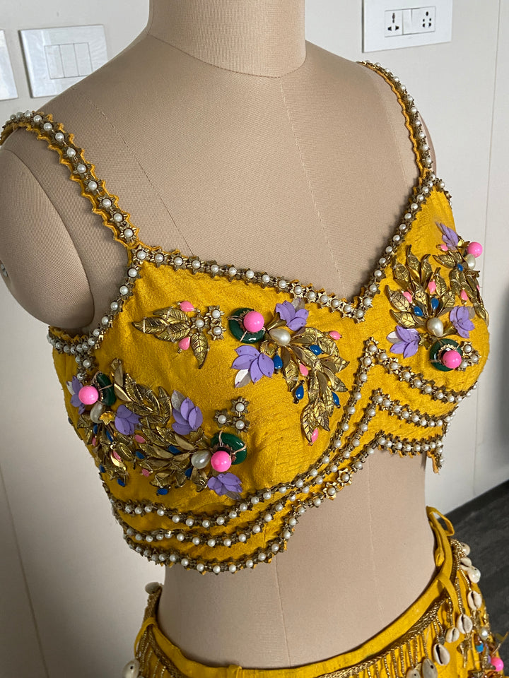 Papa Don't Preach Mustard Yellow Embellished Lehenga Set