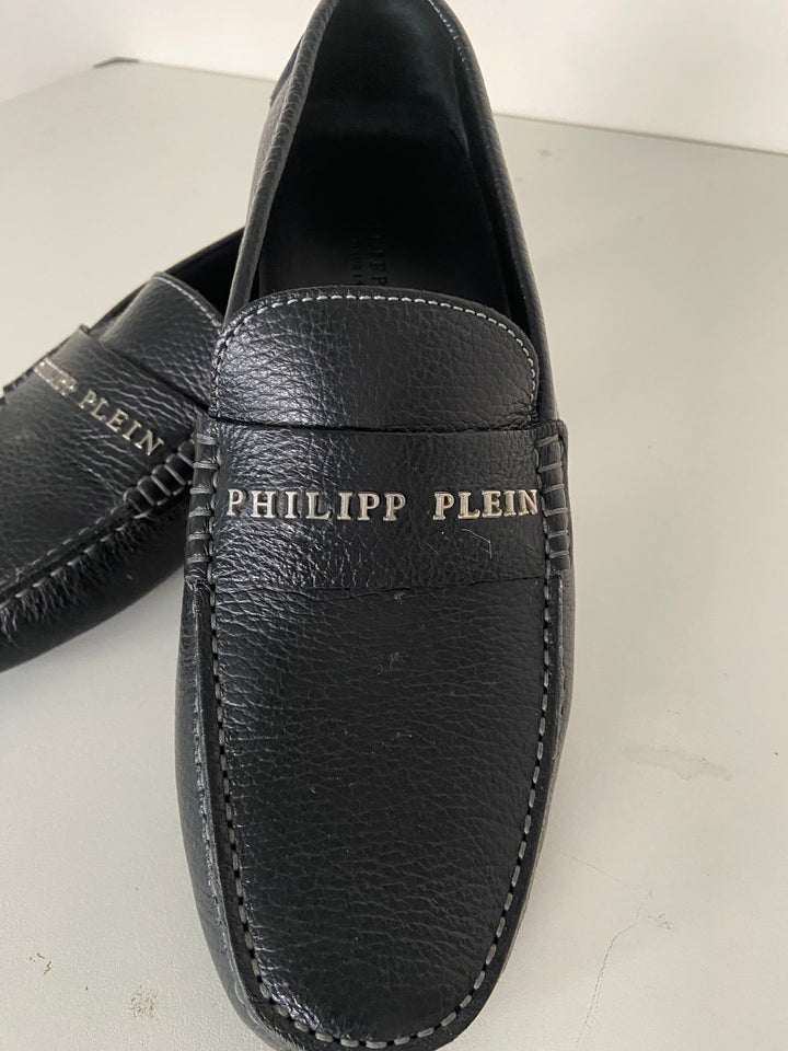 Philipp Plein Black Leather Loafers – Size 40