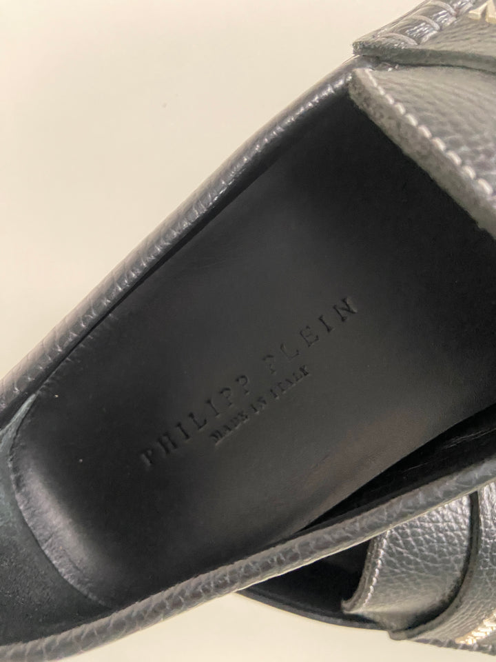 Philipp Plein Black Leather Loafers – Size 40