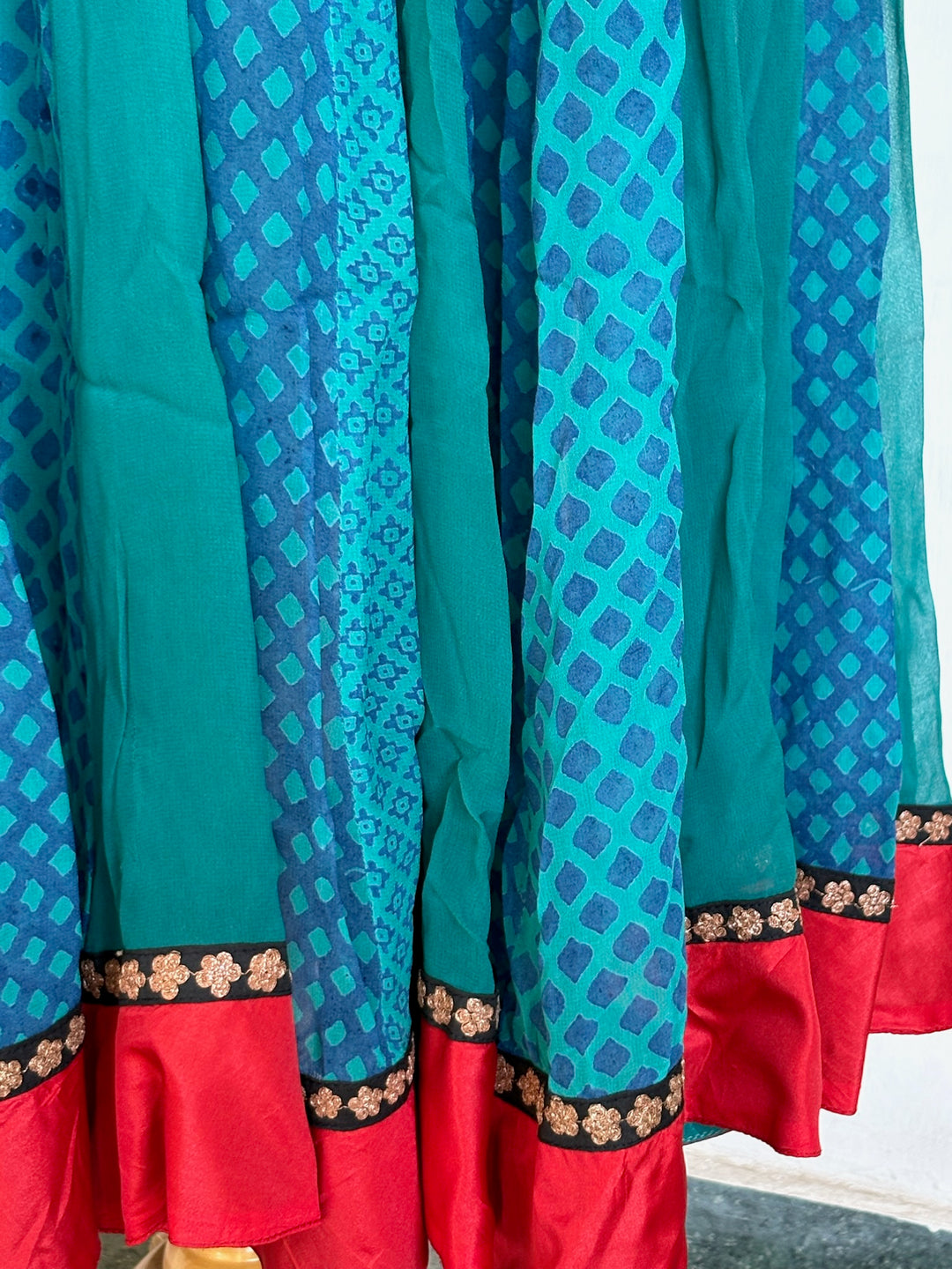 Joy Mitra Teal & Pink Anarkali Set
