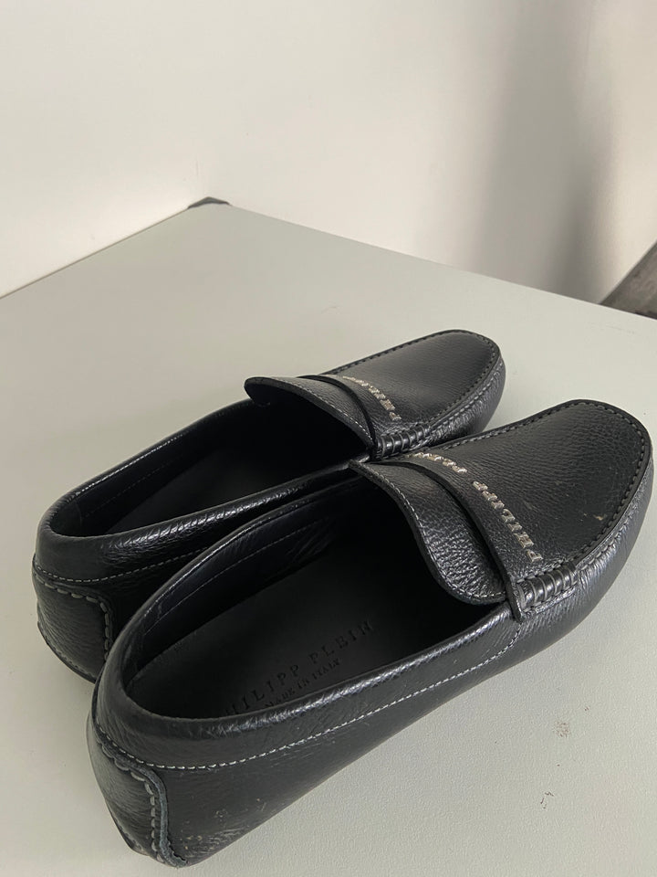 Philipp Plein Black Leather Loafers – Size 40