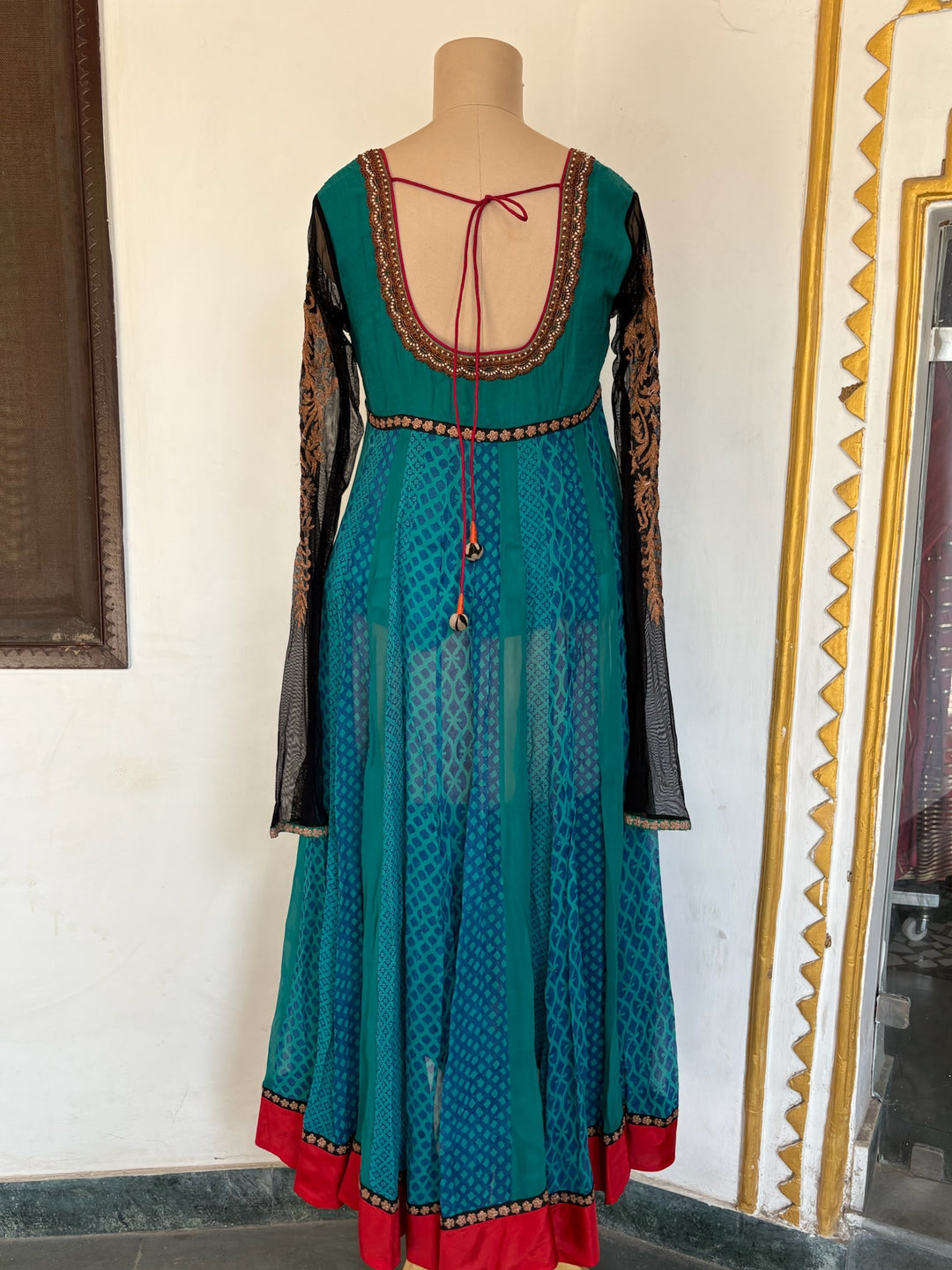 Joy Mitra Teal & Pink Anarkali Set