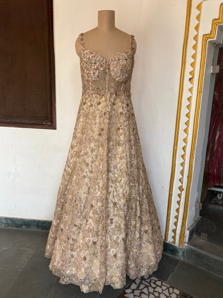 Shyamal & Bhumika Embroidered Gown with Cape