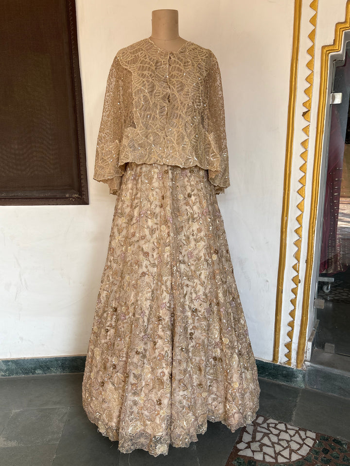 Shyamal & Bhumika Embroidered Gown with Cape