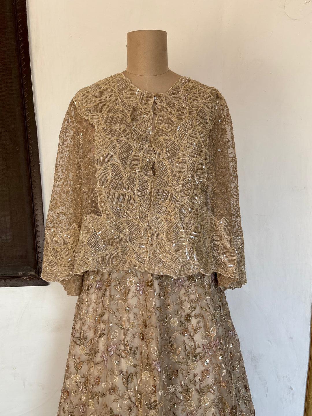 Shyamal & Bhumika Embroidered Gown with Cape