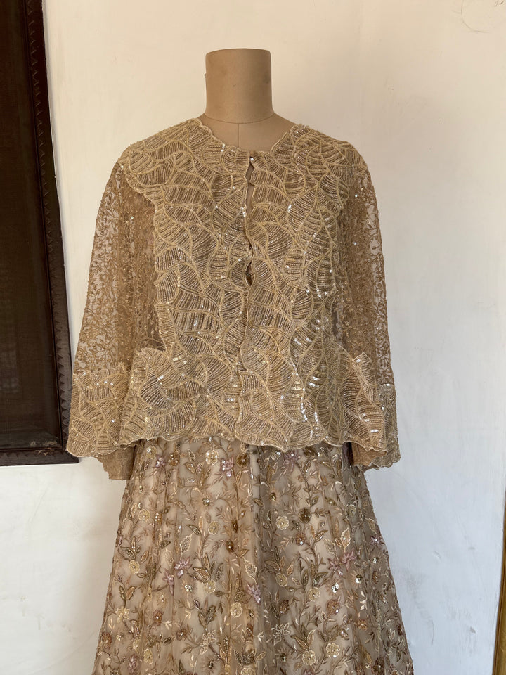 Shyamal & Bhumika Embroidered Gown with Cape
