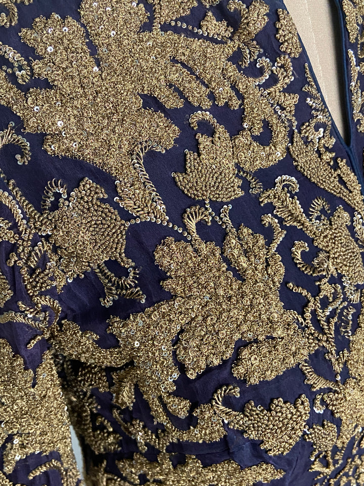 Shantanu & Nikhil Blue Embroidered Gown