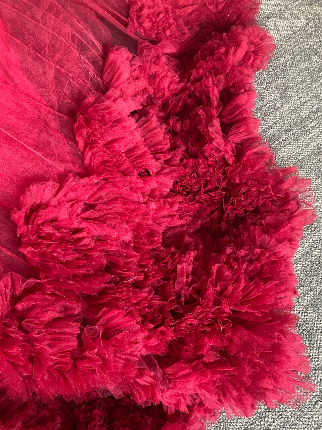 Dolly J Wine Red Embellished Tulle Ball Gown