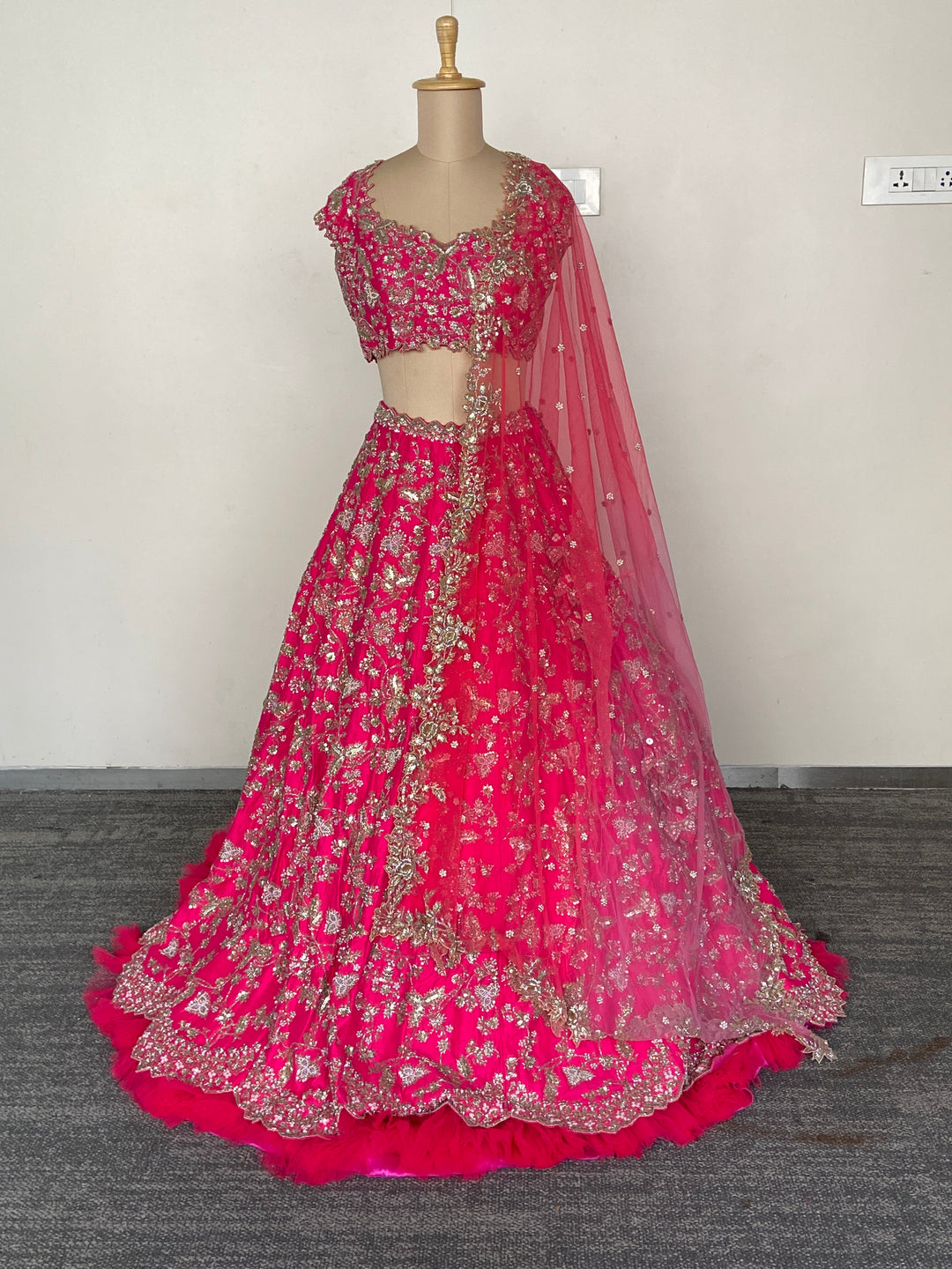 Anushree Reddy Fuchsia Pink Embellished Bridal Lehenga Set