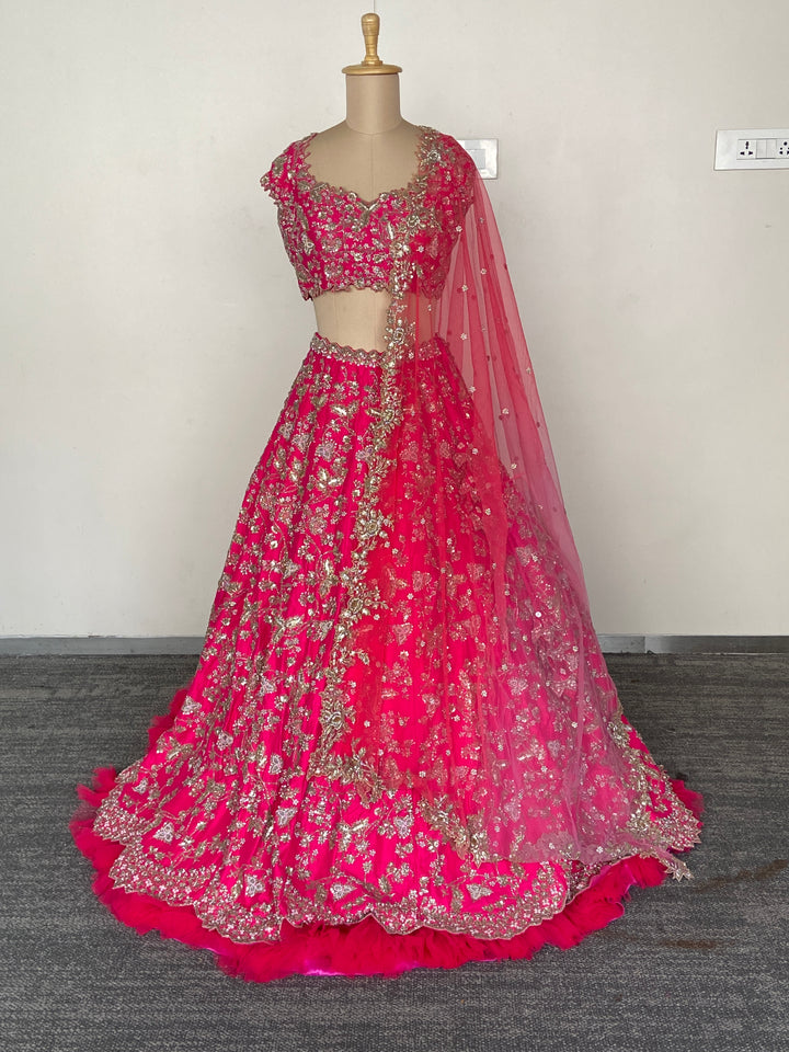Anushree Reddy Fuchsia Pink Embellished Bridal Lehenga Set