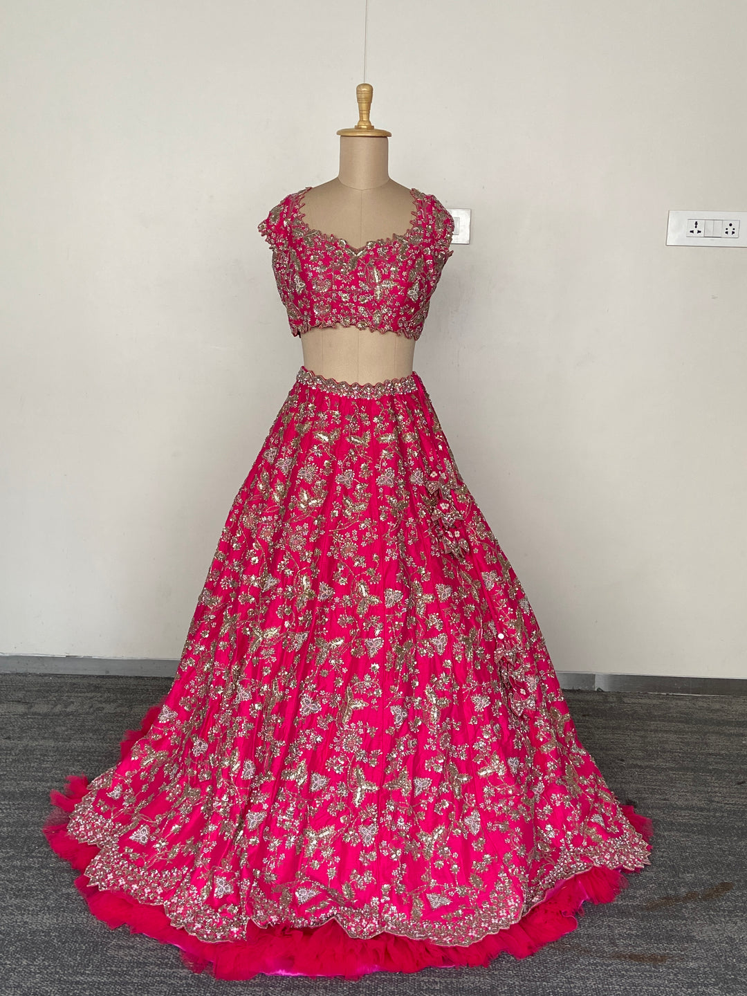 Anushree Reddy Fuchsia Pink Embellished Bridal Lehenga Set