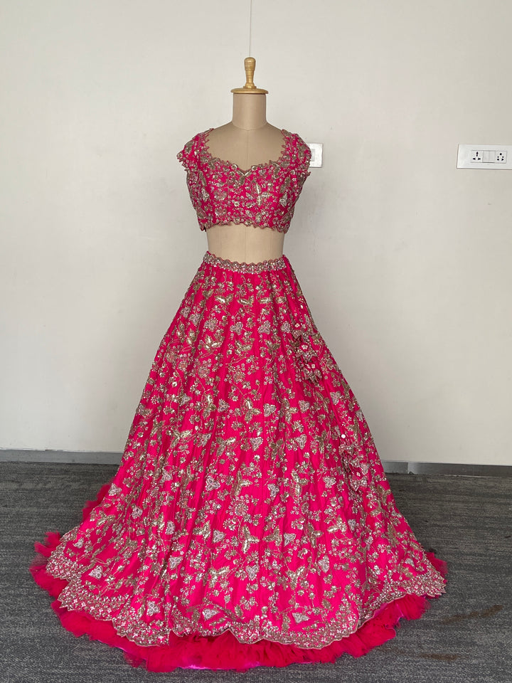 Anushree Reddy Fuchsia Pink Embellished Bridal Lehenga Set