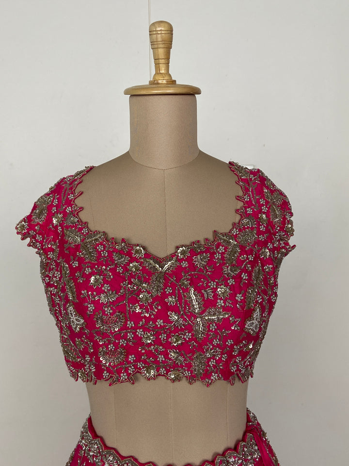 Anushree Reddy Fuchsia Pink Embellished Bridal Lehenga Set