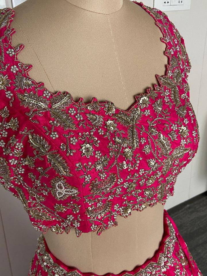 Anushree Reddy Fuchsia Pink Embellished Bridal Lehenga Set